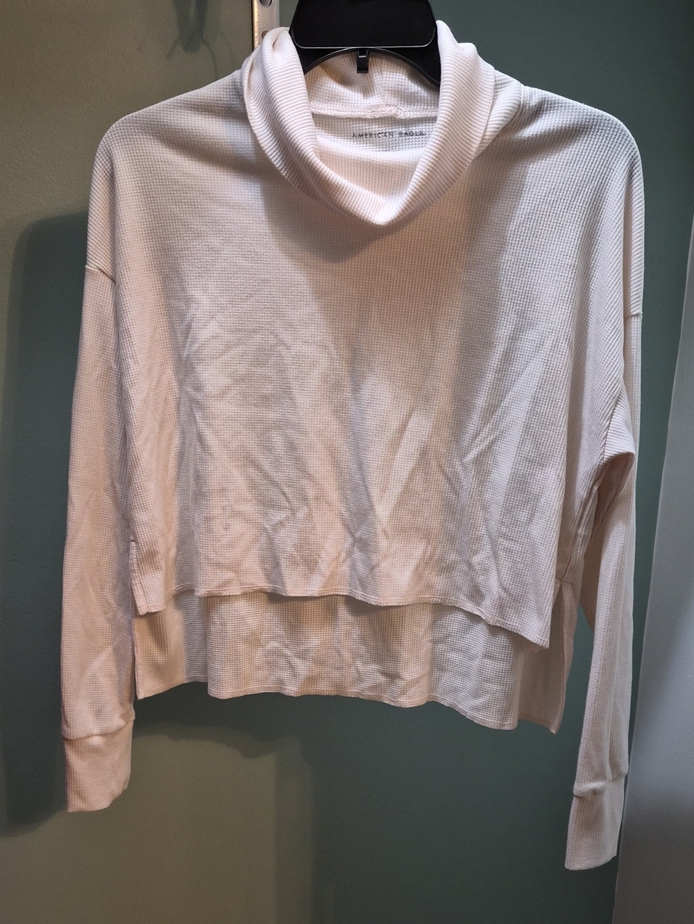 American Eagle Waffle Knit Oversized Cropped  Top
